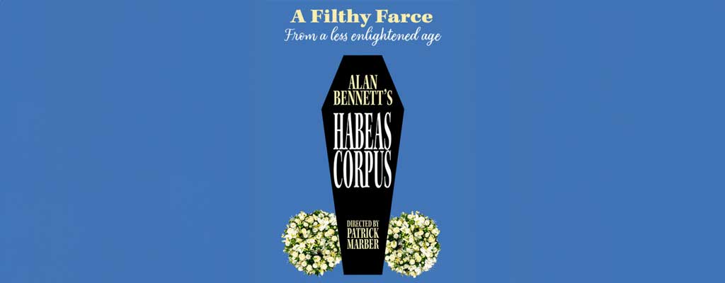The advertising flyer for the play with a coffin